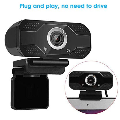 Zopsc 1080P USB Webcam with Microphone for Video Calling | Desktop Computer Camera, Plug and Play, 2MP HD, Built in Noise Reduction Mic, Compatible with PC Laptop