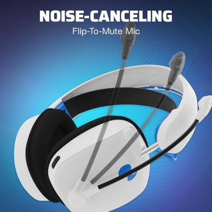 PDP Phantom Air Dual-Mode Wireless Gaming Headset for PlayStation: PS5, PS4, PC, Bluetooth Compatible, Rechargeable 35-Hour Battery, 50mm Drivers, On-ear Headphone Controls, Officially Licensed, White - color: White, style: PlayStation