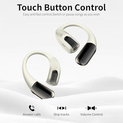 Wireless Earbuds Bluetooth Headphones,Lightweight Earbuds with Ear Hooks,Bluetooth5.4 Wireless Earphones,25H Playtime, IPX4 Waterproof Running Headphones for Gym(Naked White) - color: naked white