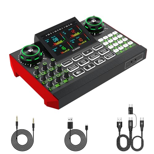 Tenlamp G9 Live Sound Card — Game audio mixer with built-in audio interface, compatible with smartphones and computers. Soundboard designed for live streaming and content creation.