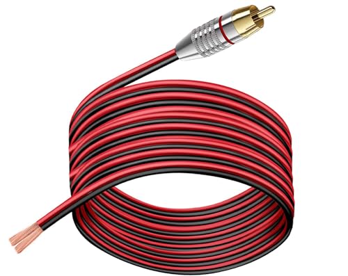 RCA to Speaker Wire Adapter 6.6FT 14AWG, RCA to Bare Wire Cable, RCA Male Plug to Speaker Cable for Amplifier Subwoofer AV Receiver Home Theater Audio Repair Replacement
