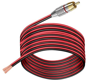 RCA to Speaker Wire Adapter 6.6FT 14AWG, RCA to Bare Wire Cable, RCA Male Plug to Speaker Cable for Amplifier Subwoofer AV Receiver Home Theater Audio Repair Replacement