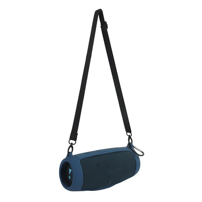 Protective Silicone Case Cover for JBL Charge 5 Bluetooth Speaker Soft Carrying Skin Sleeve with Shoulder Strap & Carabiner,Speaker Accessory (Dark Blue) - color: dark blue