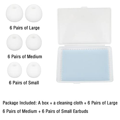 18 Pairs Silicone Ear Tips Replacement Earbud Tips for in- Ear Headphones Ear Covers (Inner Hole from 3.8mm-5.5mm Earphones) Earbud Replacement Tips Ear Bud Rubber Tips S M L - color: White