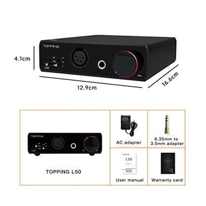 AOSHIDA Topping L50 NFCA Balanced Headphone Amplifier with 3500mW×3500mW, TRS/RCA to 6.35mm/4-Pin-XLR Amp for IEMs Headphones (Black)