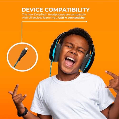 Gumdrop DropTech On-Ear Wired Headphones w/Mic | USB A - Long Tangle Free Chew-Proof Cord - Rugged Reliable Drop Tested and Comfortable for Kids K-12 Students Classroom and School Use - size: USB-A with Mic