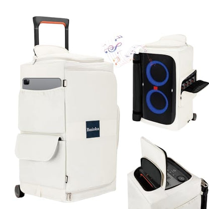Speaker Case for JBL PartyBox 310/320, Protective Storage Bag, White | Speaker Cover with Bottomless Design, Accessory Pockets, Padded Lining, Dust & Scratch Resistant for Outdoor Travel, Bag Only