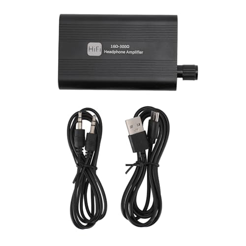 Portable Headphone Amplifier, 16-300Ω Earphone Amp with 2 Stage Gain, 3.5mm AUX in/Out, 1500mAh Battery, Volume Control, for MP3 MP4 Phone Computer