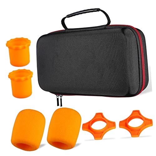 Totority Microphone Storage Box Bag with Padded Sponge Protection Slip Rings and Bottom Rod Holders Zipper Case for Secure Mic Storage and Transport