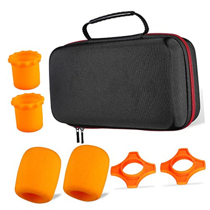 Totority Microphone Storage Box Bag with Padded Sponge Protection Slip Rings and Bottom Rod Holders Zipper Case for Secure Mic Storage and Transport