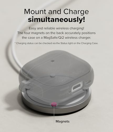 Ringke Onyx Magnetic for AirPods 4 Case [Compatible with MagSafe] Oil & Dirt Resistant Feels Good in The Hand Non-Slip Lightweight Cover with Carabiner - Warm Gray - color: Warm Gray, size: AirPods 4