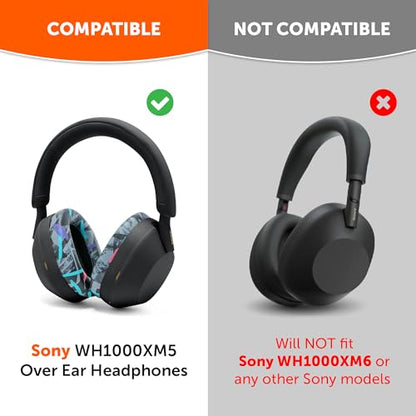 WC PadZ XM5 - Premium Replacement Earpads Compatible with Sony WH-1000XM5 | Made by Wicked Cushions | Soft PU Leather, Extra Thick, Noise-Isolating Memory Foam | 90s Black - color: 90s Black