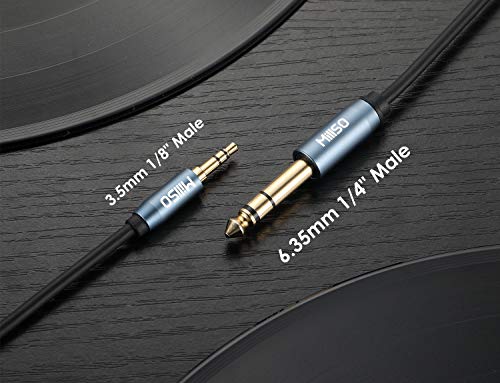 6.35mm Male 1/4 to 3.5mm Male 1/8 to 1/4 Stereo Audio Cable 16 Feet | Sapphire Blue, Gold-Plated, TRS 3.5mm to 1/4 Aux Headphone Adapter for Guitar Amplifier, Keyboard, Piano, Home Theater, Mixer - color: Sapphire blue, size: 16 Feet