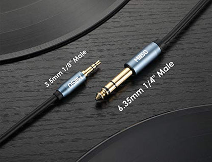 6.35mm Male 1/4 to 3.5mm Male 1/8 to 1/4 Stereo Audio Cable 16 Feet | Sapphire Blue, Gold-Plated, TRS 3.5mm to 1/4 Aux Headphone Adapter for Guitar Amplifier, Keyboard, Piano, Home Theater, Mixer - color: Sapphire blue, size: 16 Feet