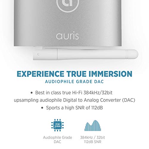 Blume HD Long Range Bluetooth 5.3 Music Receiver Hi-Fi Audio Adapter with Audiophile DAC, LDAC & AptX HD for Home Stereo, AV Receiver or Amplifier - color: Silver