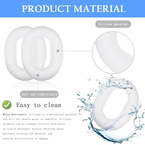 Adhiper 3Sets Silicone Sweat Case Cover for Sony WH-1000XM5 Headphones, Sweatproof XM5 Ear Pads Cover,Ear Covers/Headband Cover Protector, Soft Silicone Headphones Accessories（White） | Soft Silicone Case, 3-in-1 Headphone Covers with Ear Cover & Headband