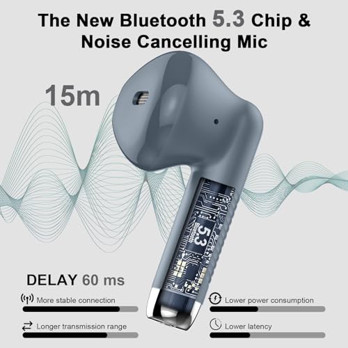 Wireless Earbuds, Bluetooth 5.4 Headphones in Ear with Noise Cancelling Mic | Bluetooth Earbuds Stereo Bass, IP7 Waterproof Sports Earphones, 32H Playtime USB C Charging Ear Buds Gray for Android iOS - color: Dark Gray