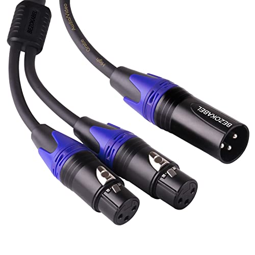 XLR Splitter, Balanced XLR Splitter Cable Male to 2 Female, XLR Y Splitter Cable 3-Pin - 1ft - size: 1ft, style: Male to 2 Female XLR