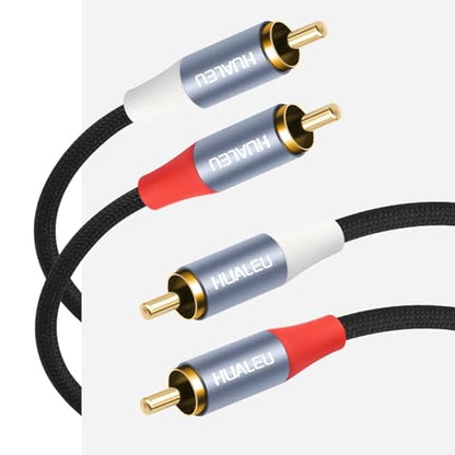 1Pack Gold-Plated 2RCA Male to 2RCA Male Aluminum Shell Auxiliary Audio Cord,2 RCA M/M Stereo Audio Cable for Amplifier,TV,Mixer,Audio player-16FT - size: 16FT*1