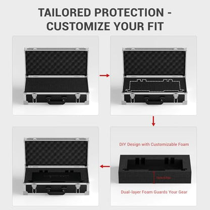 Phenyx Pro Storage Case with Pre-Diced Foam and Alloy Frame PCSE-L | Aluminum Alloy Frame, Protective Gear Storage, Ergonomic Handle, Wireless Mic Systems, Camera Gear - size: Large (53.5*16.5*29cm)