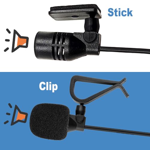 Car Microphone 3.5mm, Car Stereo Radio Mic Replacement Compatible with Pioneer Kenwood Boss JVC Sony Jensen Alpine, Stereo Vehicle Head Unit Enabled Audio GPS DVD-Car External Mic Replacement