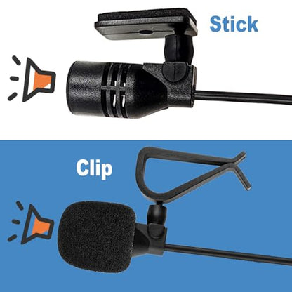 Car Microphone 3.5mm, Car Stereo Radio Mic Replacement Compatible with Pioneer Kenwood Boss JVC Sony Jensen Alpine, Stereo Vehicle Head Unit Enabled Audio GPS DVD-Car External Mic Replacement