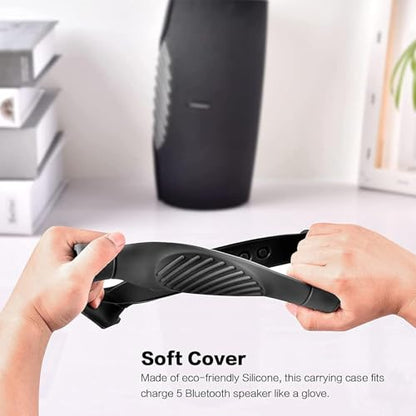 PAIYULE Silicone Case Cover for JBL Charge 5 Portable Bluetooth Speaker | Travel Gel Soft Skin,Waterproof Rubber Carrying Pouch with Strap (Black) - color: Black