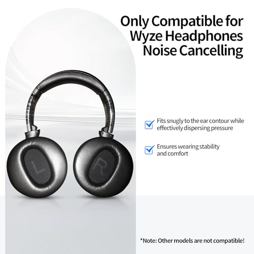 Headphones Replacement Ear Pads for Wyze Noise Cancelling Over Ear Headphones Ear Cushions Cover Repair Part (Black) - color: Black
