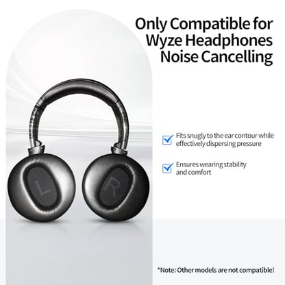 Headphones Replacement Ear Pads for Wyze Noise Cancelling Over Ear Headphones Ear Cushions Cover Repair Part (Black) - color: Black