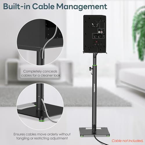 Vondynote Pair Studio Monitor Stands 31"-50" Floor Monitor Speaker Stands | Adjustable Height, Cable Management, Heavy Duty, Flat Base