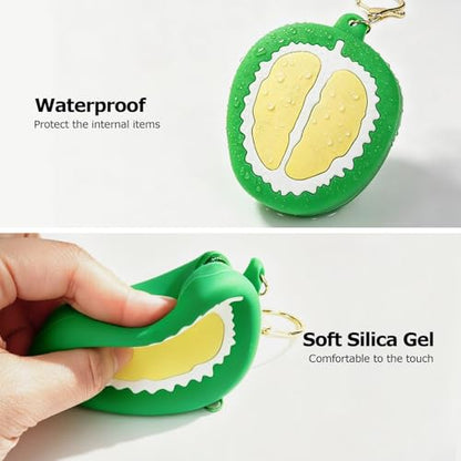 【Woyinger】 Fruit Shaped Silicone Earbud Case for AirPods, Tech Organizer Pouch with Keychain & Wrist Strap, Mini Cable Coin Wired/Wireless Earphone Holder, Durian - color: A2-Durian