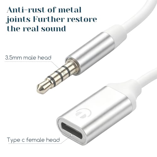 3.5mm Male to USB C Female Audio Adapter, Only Analog Audio Aux Jack Cables | USB C to Aux Audios Dongle Headphone Jack Adapters for Smartphones Laptops Tablets MP3, Silver