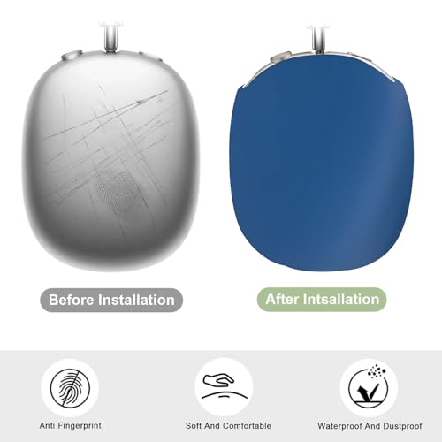 3 in 1 Silicone Case Cover Compatible with Apple Airpods Max Headphones, Anti-Scratch Ear Pad Case Cover Ear Cups Cover and Headband Cover Compatible with Apple Airpod Max (Midnight Blue) - color: Midnight Blue