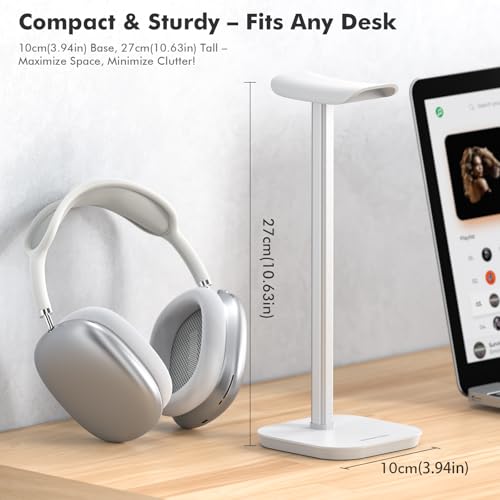 Headphone Stand, Aluminum Desk Headset Earphone Holder (White) - color: White