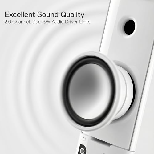 Redragon GS550 PC Gaming Speakers 2.0 Channel Stereo Enhanced Sound, White | Compact Maneuverable Size, Headphone Jack, Decent Red Backlight, Plug & Play USB Powered Desktop Computer Speaker - color: White