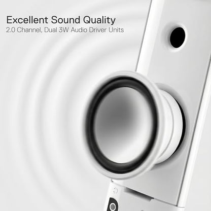 Redragon GS550 PC Gaming Speakers 2.0 Channel Stereo Enhanced Sound, White | Compact Maneuverable Size, Headphone Jack, Decent Red Backlight, Plug & Play USB Powered Desktop Computer Speaker - color: White