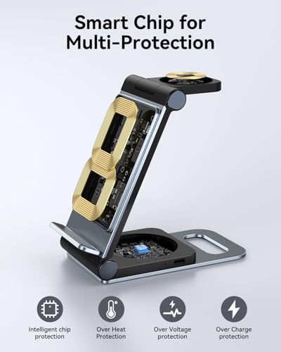 Wireless Charger for Samsung 3 in 1 Wireless Charging Station S/Z/Note | Foldable Stand for Galaxy S26 S25 Ultra Plus FE S24 S23 S22 S21 S20 Z Flip/Fold Note, Galaxy Watch 9/8/7/6/5/4/3, Galaxy Buds - color: Elegant Black