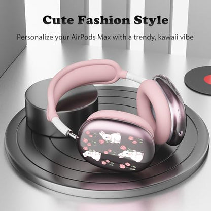 for AirPods Max Headphones Bunny Ear Covers for AirPods Max 2 - color: Bunny Flower B/Pink