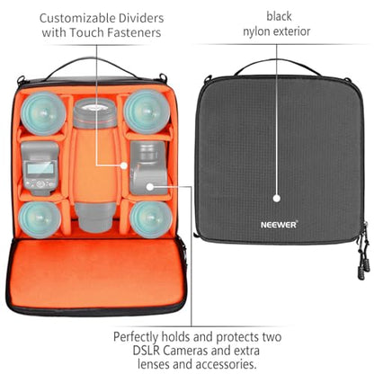 Neewer® Flexible Partition Camera Padded Bag Insert Protection Handbag for SLR DSLR Mirrorless Cameras and Lenses,Flash Light,Radio Trigger,Battery and Charger,Cables and Other Camera Accessories | For SLR, DSLR, Mirrorless Camera, Lens, Flash Light, Radi