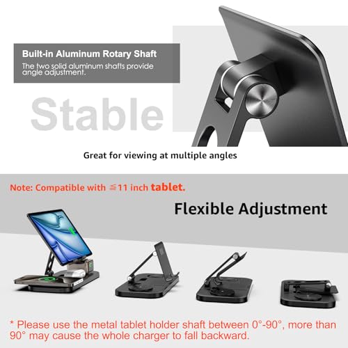 Wireless Charger 4 in 1 for Apple Charging Station for iPhone 17 Pro Max/16/15 Series, AirPods Pro 2, iPad Stand, Watch Charger for iWatch Series 10/9/8, Wireless Charging Station for Multiple Devices