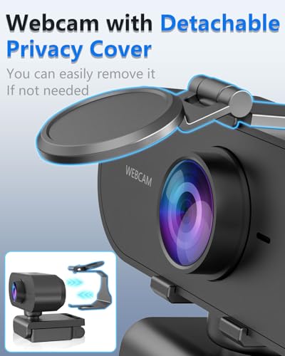 2K Webcam for PC Mac Laptop with Microphone,Full HD Web Cam for Streaming with Privacy Cover Sliders,USB C Web Camera for Desktop Computer Monitor,External Small Best Webcam For Microsoft Teams Gaming
