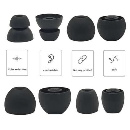 Replacement Eartips Compatible with Powerbeats Pro, Replacement Earbuds Silicone Ear Tips Eargels Set - Small, Medium, Large and Double Flange (4 Pairs) (Black) - color: black