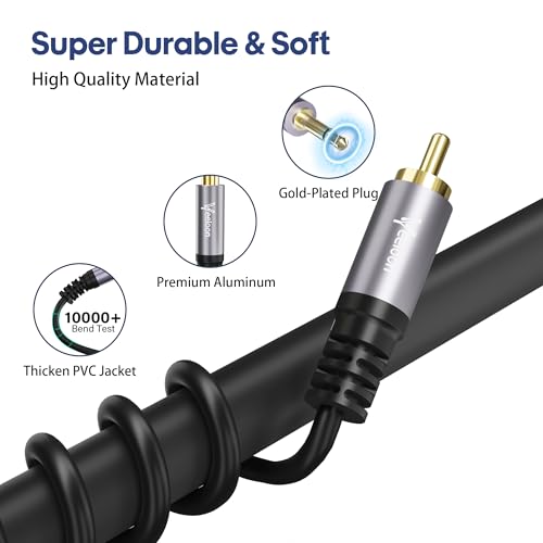 RCA to 3.5mm Mono Aux Audio Adapter Cable 6 FT, 1/8" inch Monaural Male to RCA Male Converter Cord, Gold-Plated Plug for Speakers, Subwoofer,Trigger Cable for Pre-Amp,TV - size: 6FT, style: 1/8 TS to RCA