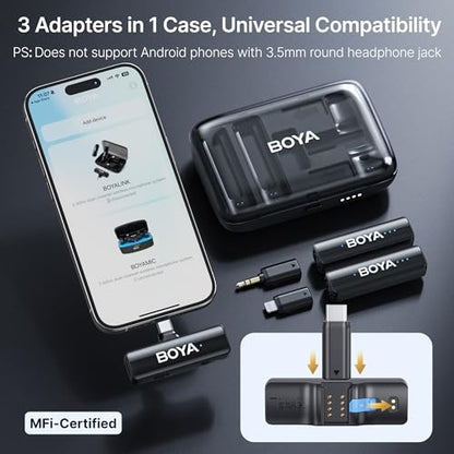 BOYA BOYALINK 2 Wireless Lavalier Microphone for iPhone/Camera/Android/PC