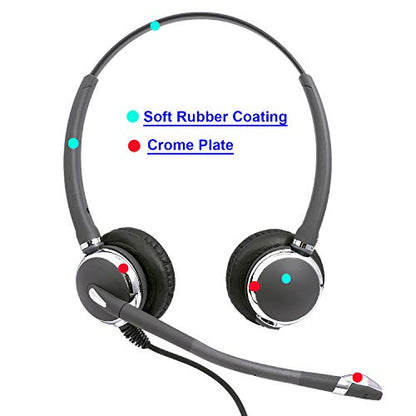 2.5mm Phone Telephone Headset - Best Pro Noise Cancel Binaural Office Headset Compatible with Cisco SPA, Panasonic, Vtech, Uniden and Cordless Dect Phones Plus Compatible with Plantronics QD - size: Pro Binaural