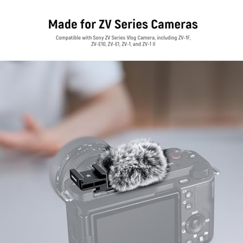 NEEWER CA133 Black Cold Shoe Wind Muff Compatible with Sony ZV-1F ZV-E10 ZV-1 ZV-E1 ZV1 II Vlog Cameras, Microphone Furry Windscreen with Cold Shoe Mount Adapter & Cleaning Cloth Accessories - style: CA133 w/Cleaning Cloth