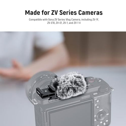 NEEWER CA133 Black Cold Shoe Wind Muff Compatible with Sony ZV-1F ZV-E10 ZV-1 ZV-E1 ZV1 II Vlog Cameras, Microphone Furry Windscreen with Cold Shoe Mount Adapter & Cleaning Cloth Accessories - style: CA133 w/Cleaning Cloth