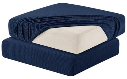 Hokway Stretch Couch Cushion Slipcovers Reversible Cushion Replacement Slipcovers Sofa Cushion Covers(Navy, 2 Pieces) - color: Navy, size: Small (2 Pieces)