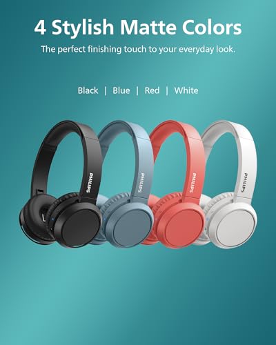 PHILIPS H4205 Wireless Headphone,On-Ear Bluetooth Headphone with BASS Boost,Quality Sound,32mm Drivers,29-Hour Battery Life,Fast Charging,Lightweight,Adjustable Cushioned Headband,Soft Ear Cups,Black - color: Matte Black