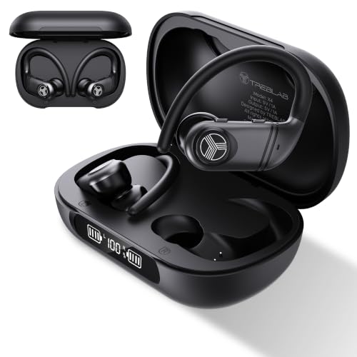 TREBLAB X4 Over the Ear Earbuds Wireless Bluetooth, 11H, IPX5 | Bluetooth Headphones Waterproof IPX5, 2500mAh Powerbank Case, Gaming Mode 60ms, ENC Mic, Sport Hook Fit
